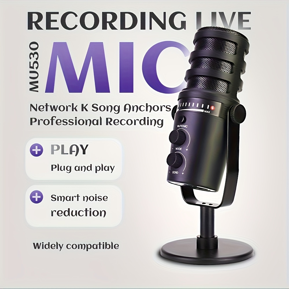   mu530 multi purpose vocal   suitable for mobile computer singing live recording gaming   microphone stand set   details 1