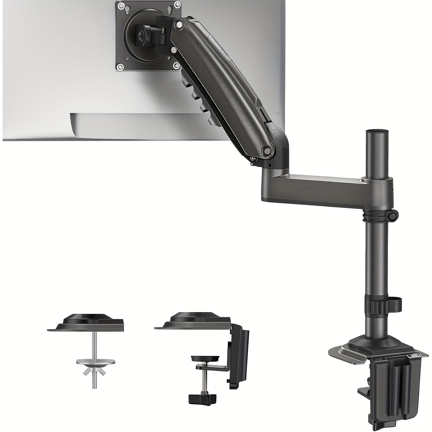 TEMU Single Monitor Arm For 13- 32 Inch Screens, Tall Computer Monitor Fits 4.4 To 19.8lbs Lcd Computer Monitors, Adjustable Gas Spring Mount With