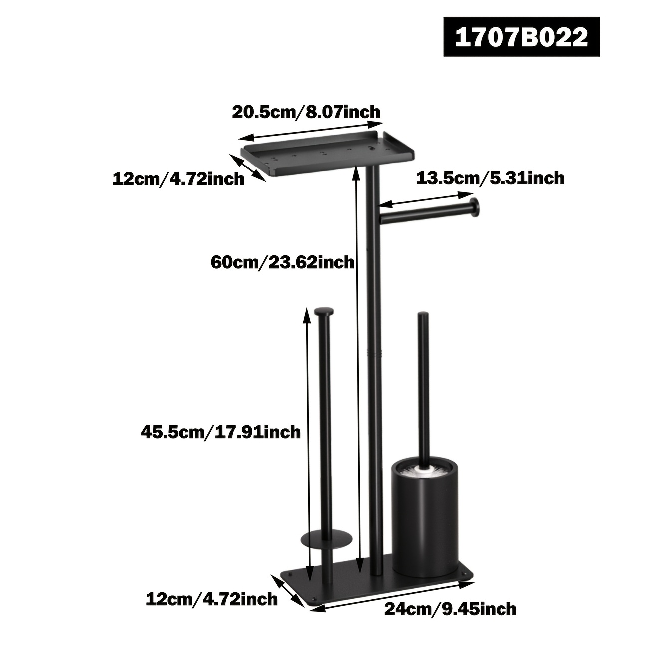 Image of Toilet Paper Holder Installation,space- Bathroom Organizer,modern Black ,can Store Multiple Rolls Of Toilet Paper And Toiletries,,suitable For Small Bathrooms,toilet Paper Storage Box