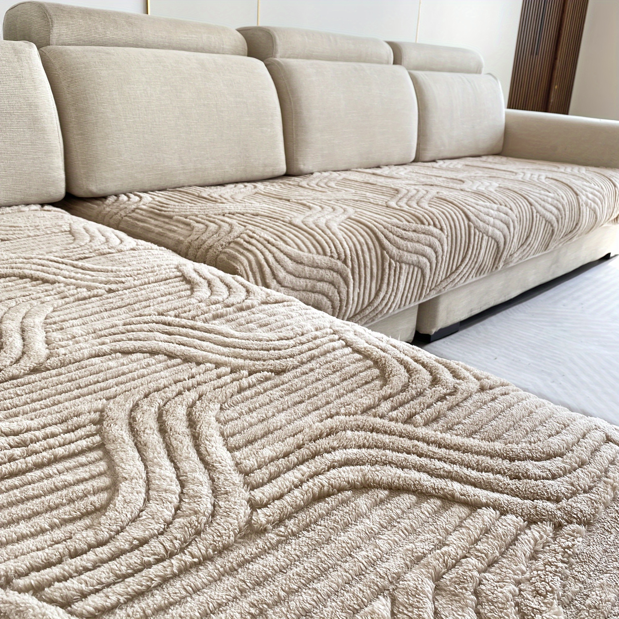 TEMU 2pcs Soft And Comfortable Plush Sofa Cover, Soft Plush Fabric Sofa Cover, Plush Furniture Protective Cover, Suitable For 2/3/4 Seat Combination