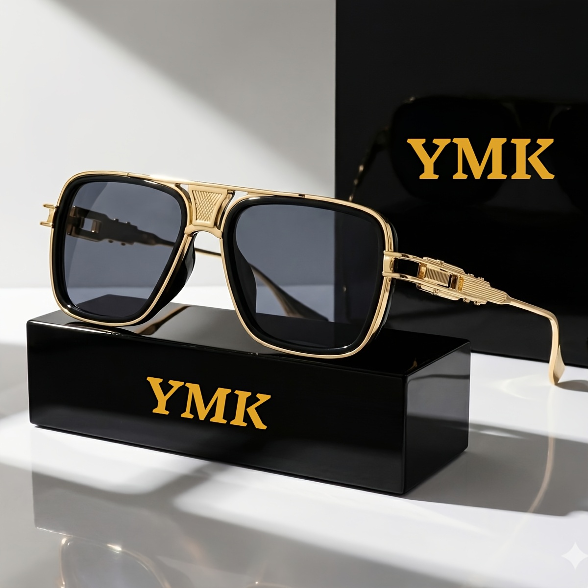 TEMU Square | Retro Uv-protective Metal-look Frame With Lightweight Design, Includes Case And Cleaning Cloth. Suitable For Daily Use