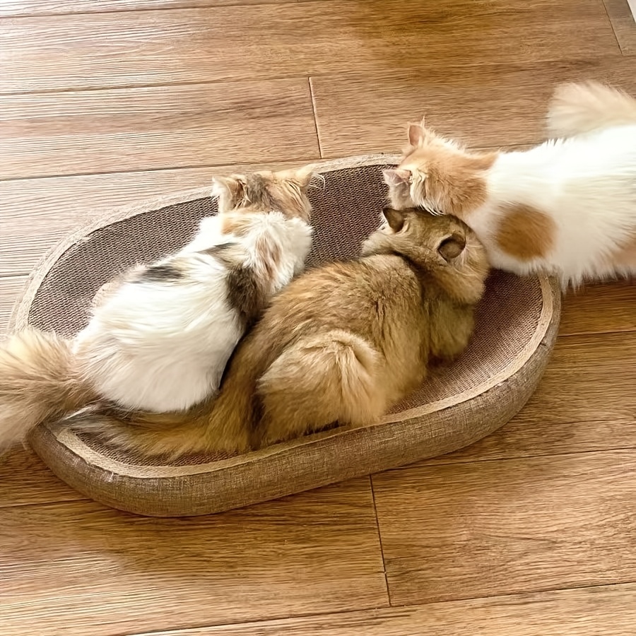 TEMU 2pcs Set: 1 Cat Scratching Board   1 Cat Scratching Ball. Large, Durable Jute Cat Scratching Post With Integrated Toy Ball - Dual-use Scratching
