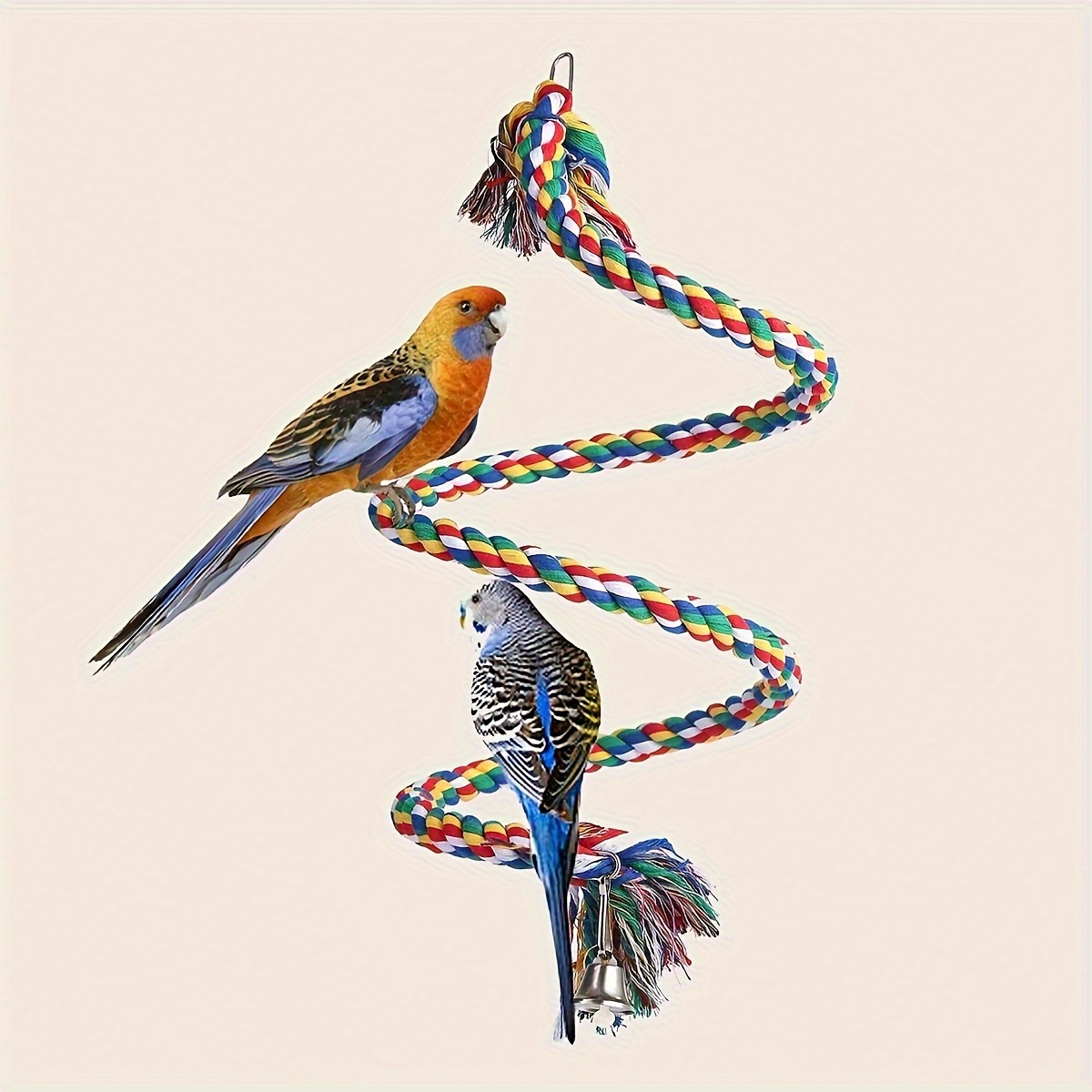

1pc Colorful Bird Perch Toy, Cotton Rope Rotating Ladder Parrot Climbing Toy Swing Toy For Cage