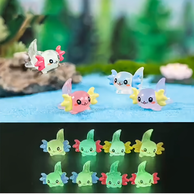 

16pcs, Miniature Glowing Axolotl Figures, Resin Ornamental Dolls, Moss , Diy Tabletop Decor, Festival House Display, Garden Sculptures & Statues