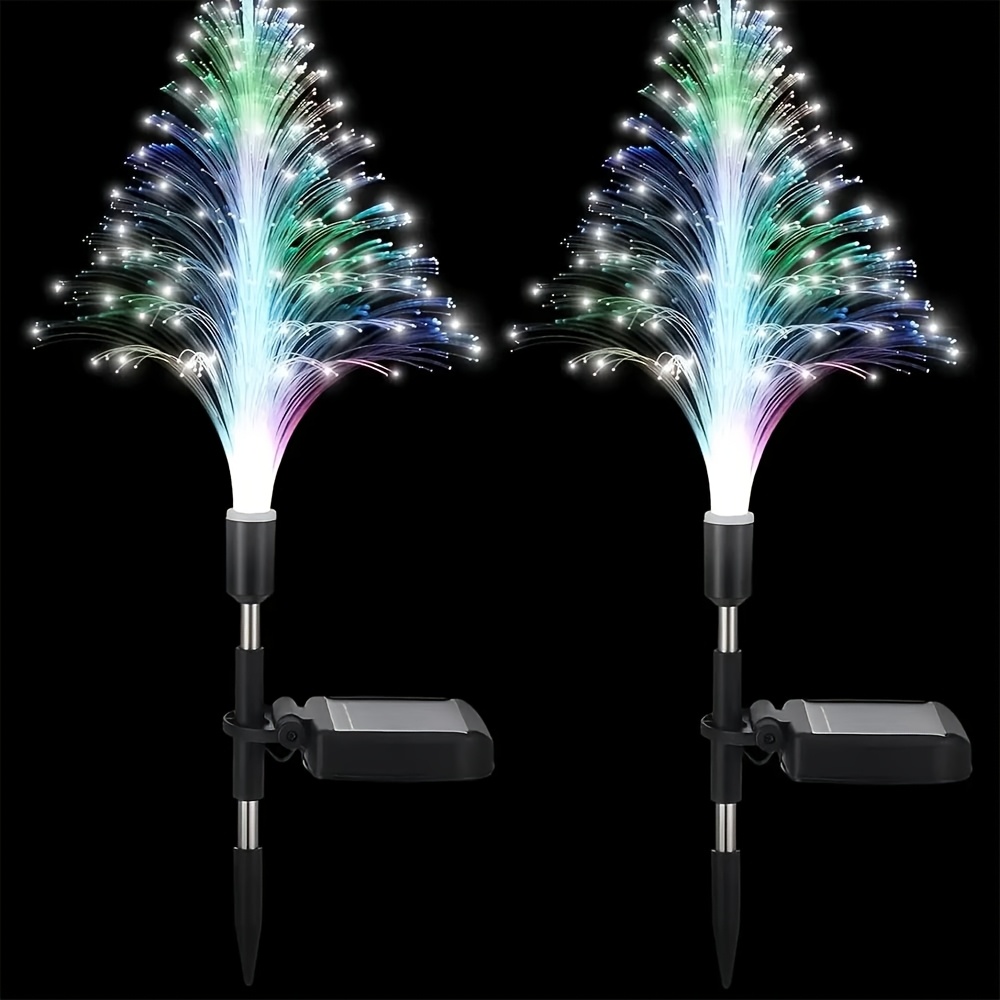 TEMU 2pcs Solar Christmas Tree Lights Outdoor, Solar Christmas Garden Stake Lights, 7 Color Changing Solar Christmas Tree Lights, Waterproof Outdoor