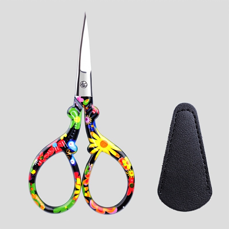 TEMU 1pc Of Stainless Steel Small Phoenix Scissors With Case, Featuring A Sharp Blade And A Comfortable Grip, Suitable For Office Use, Sewing, Home