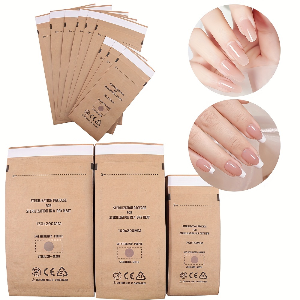 

20/ Pack Nailpro Self-sealing Sterilization Bags, Disposable Manicure Pouches, Unscented Autoclave Paper Cleaning Bags For Nail Art Tools