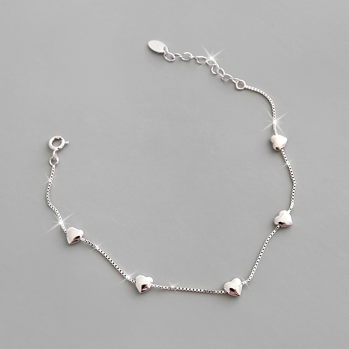 

A Creative Smooth Heart-shaped Anklet 925 Sterling Silver, A Birthday Gift For Girlfriend/mother.