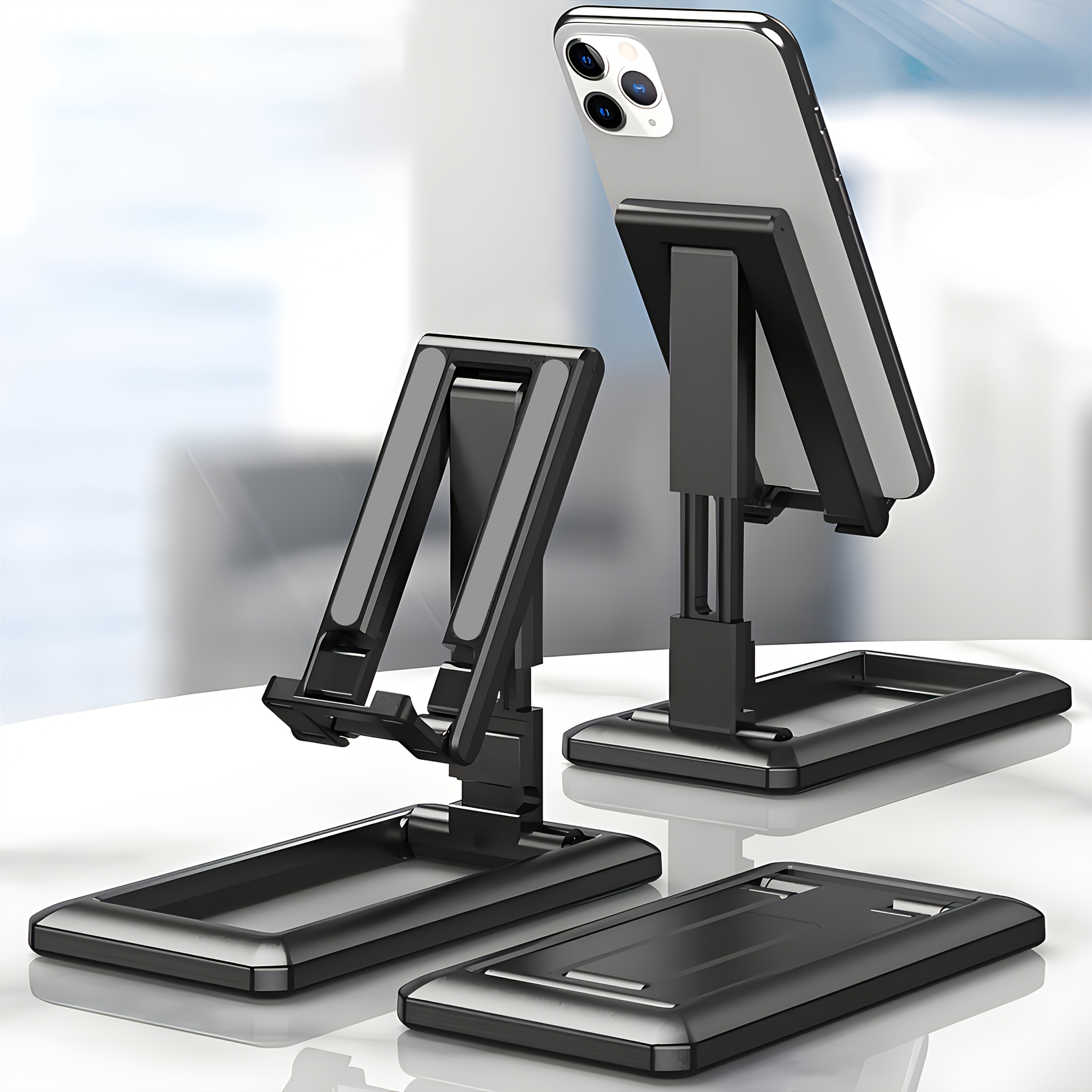 TEMU Foldable Cell Phone Stand, Adjustable Phone Holder For Desk Portable Travel Essentials Office Accessories For Iphone 17 16 15 14 13 Pro Max, All