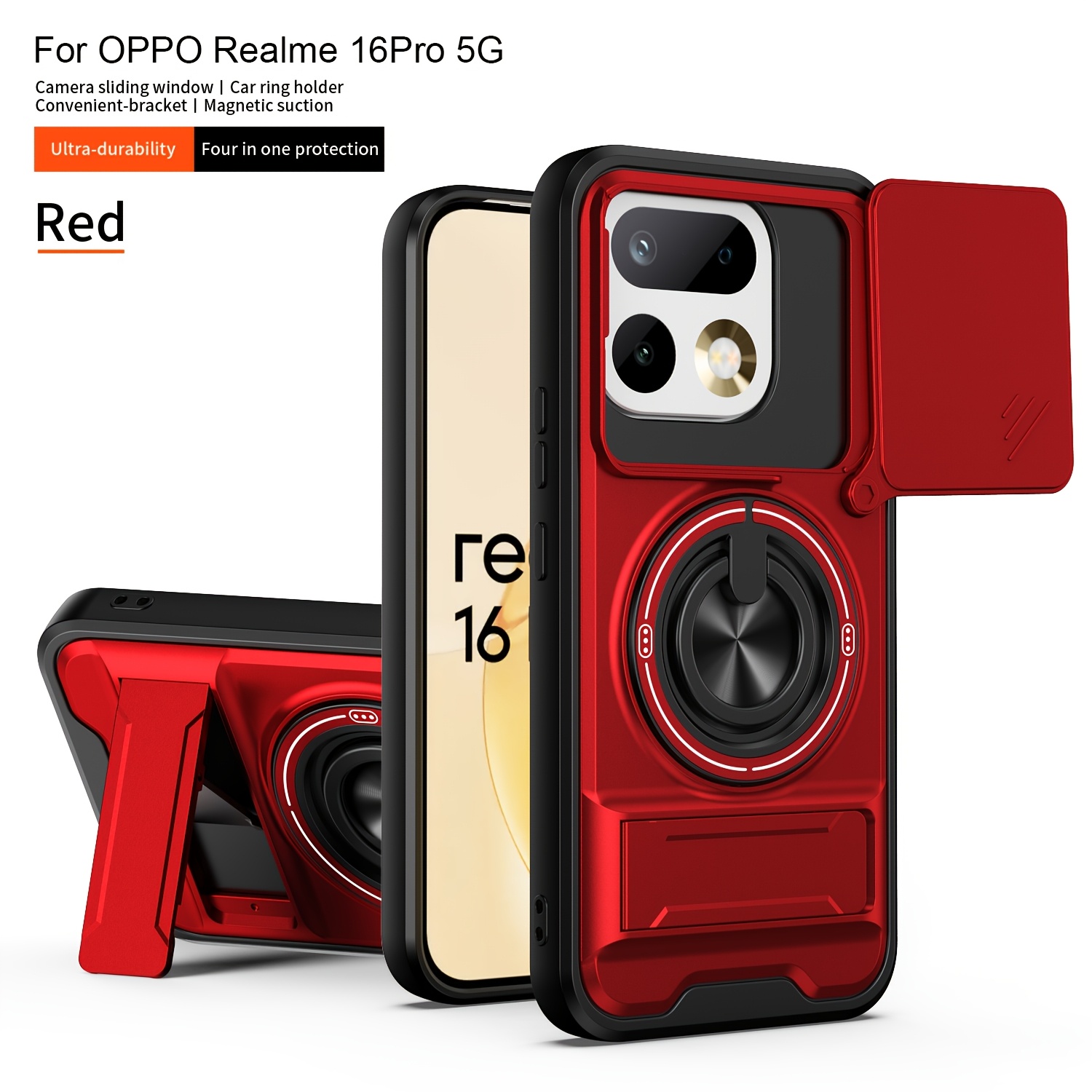 TEMU Phone Case - A Multifunctional Phone Case Designed For Realme 16 Pro And Realme 16 Pro . It Features A Sliding Camera Cover And Camera