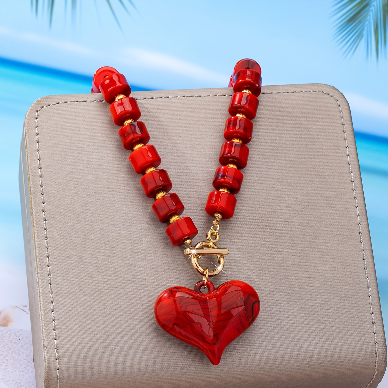 TEMU 1pc Pendentif Cœur de Perles de Dopamine Colorées Individuelles Tendance Adapté aux de Fête Quotidiens pour Femmes