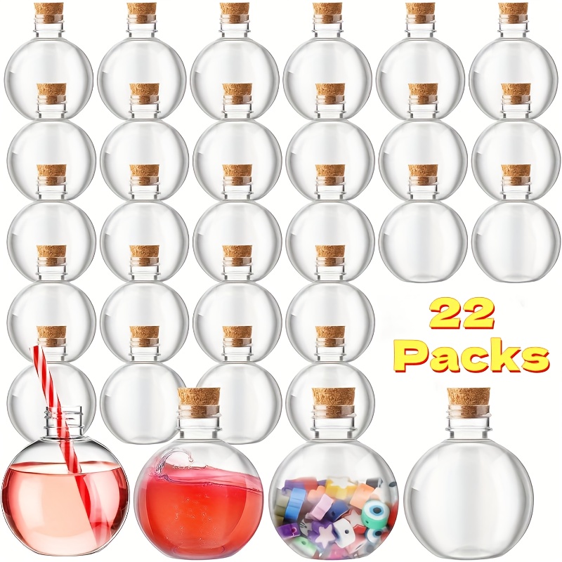 22packs Spherical Plastic Potion Bottles Ball Shape Sand Bottles Clear Plastic Ornament Balls For Diy Wedding Party Gift Crafts Decoration