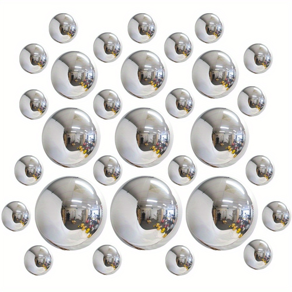 Image of 20pcs Of 4d Round Aluminum Foil Balloons - Sparkling Balloons, 360 Balloons, Metal Balloons, Silvery Balloons, Aluminum Foil - Perfect For Celebrating Events, Christmas, Halloween, New Year