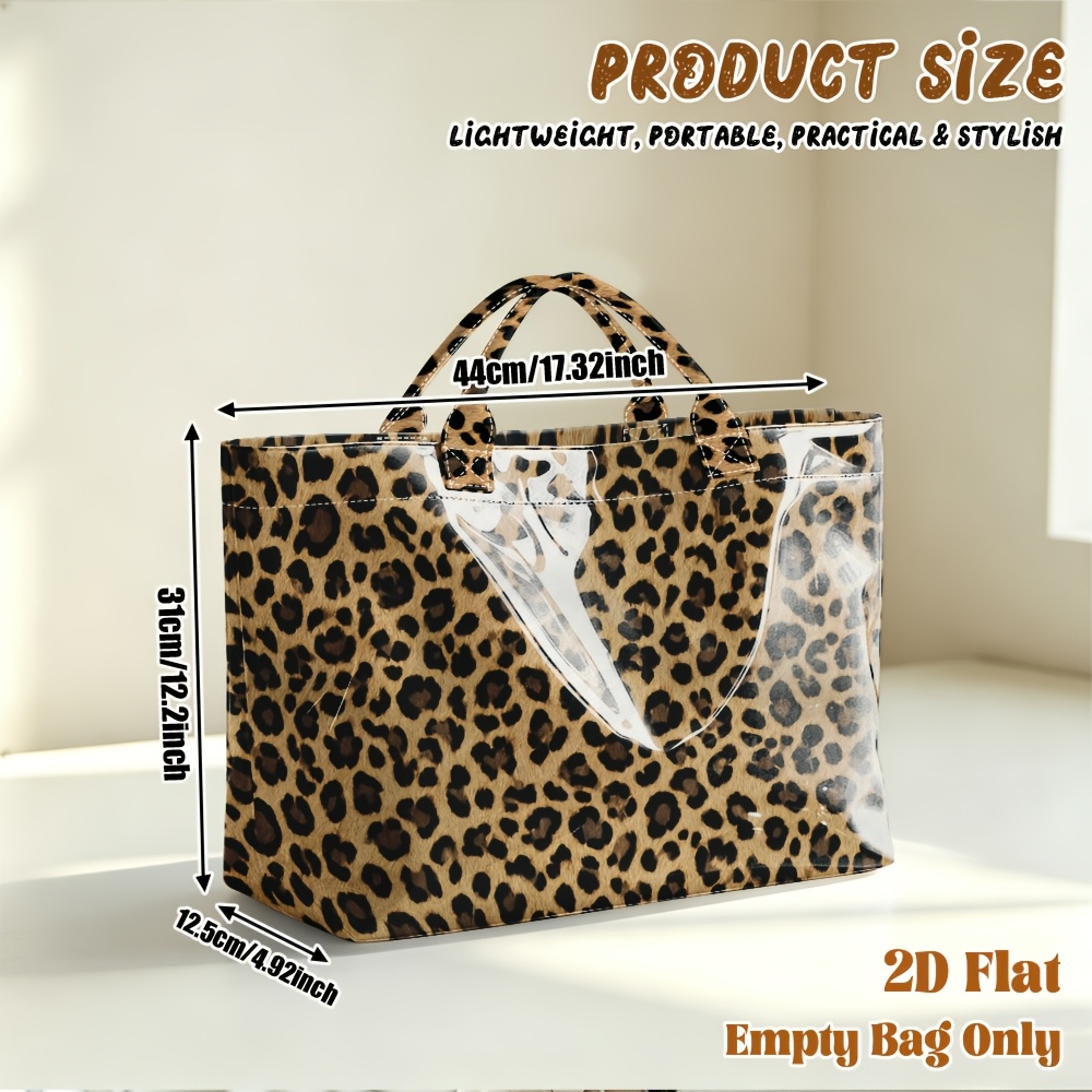 TEMU 1 pièce Sac fourre-tout imprimé léopard de grande , convient pour , de sport, la plage - Sac lavable en machine avec intérieur spacieux, taches