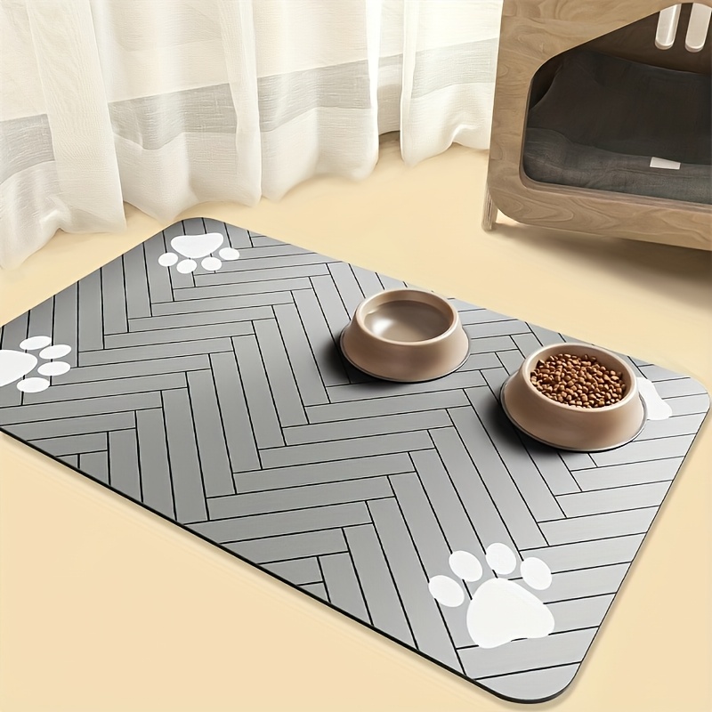 geometric paw print dog food mat non slip quick absorbing pet bowl mat rectangular design suitable for small to medium dogs durable pet accessory Product details 10
