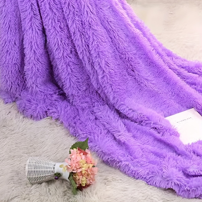 1pc luxurious purple shaggy double layer blanket french Temu