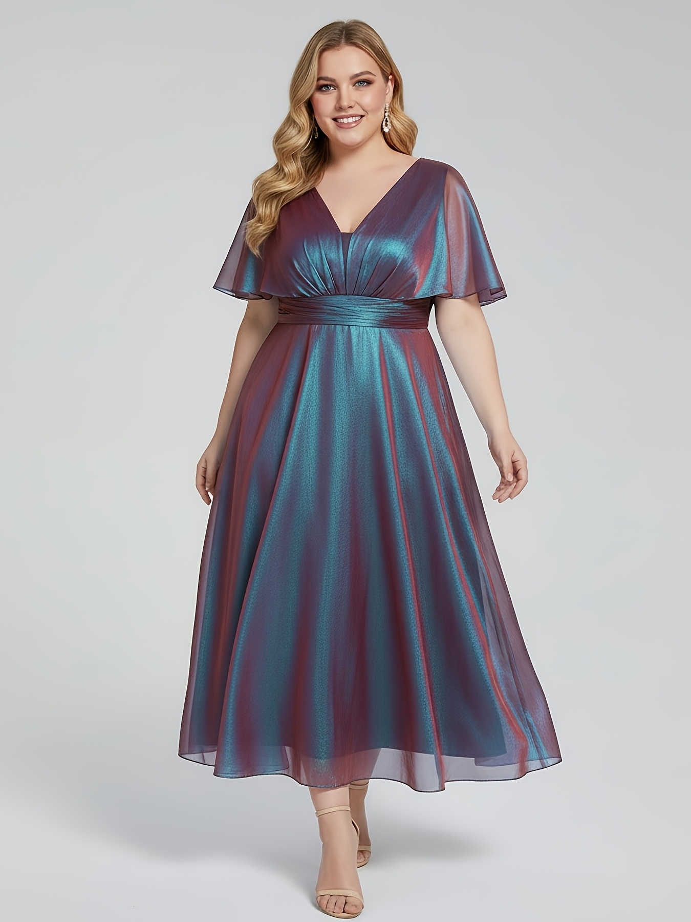glitter midi dress plus size Meredyth Plus Size Stars Sequin Party Midi Dress– Hello Curve main image 1