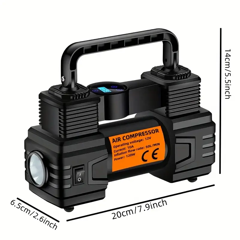 Compressore Aria Portatile Auto 12V | 160 PSI | Display Digitale | 4 Adattatori | Per Gonfiaggio Pneumatici - Foto 10