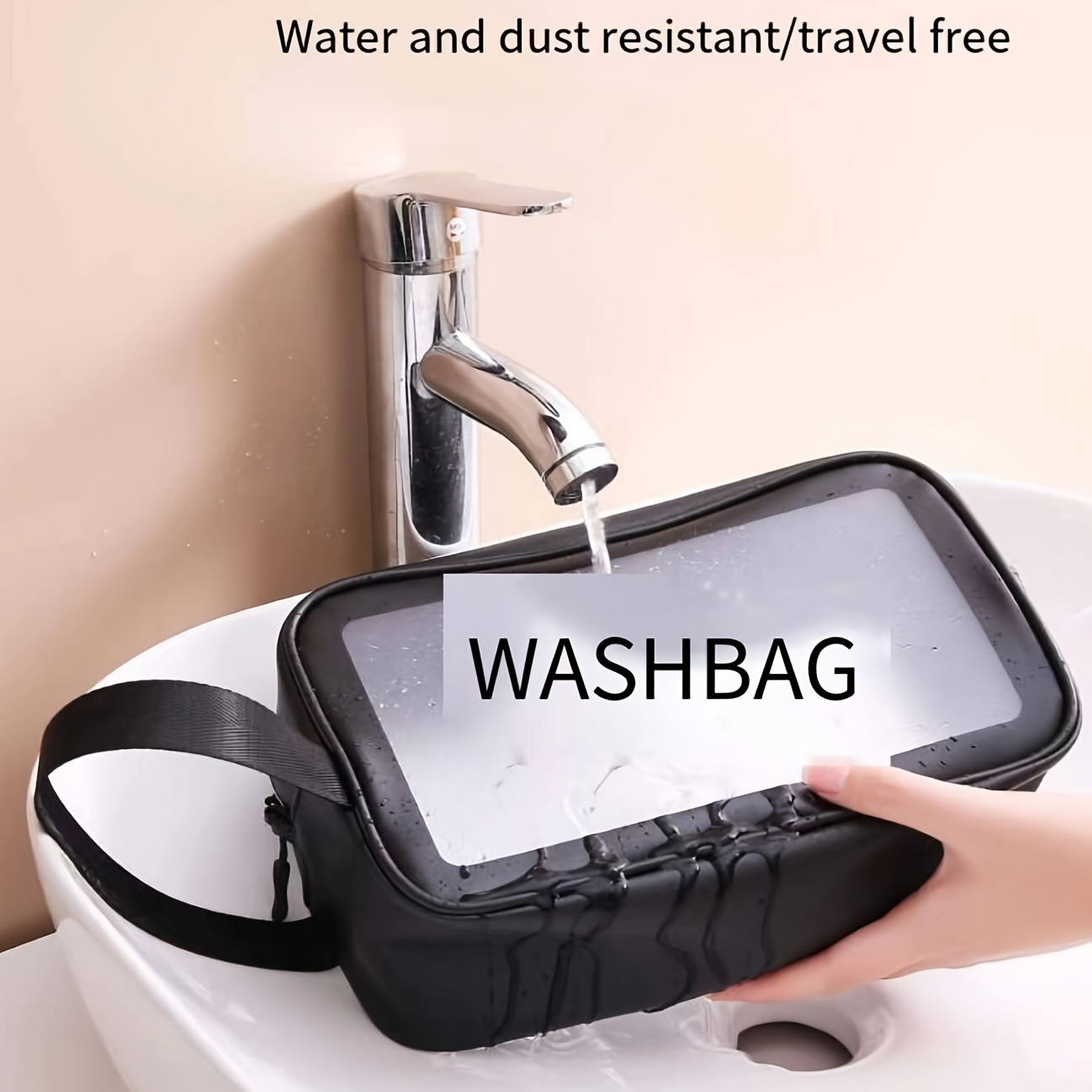 1pc Waterproof PVC Toiletry Bag - Lightweight Travel Cosmetic Organizer with Clear Window, Stain-Resistant Minimalist Design, Top Handle & Zipper Closure for Beach, Gym, Commute, Gym Storage | Sleek Appearance | Stainresistant Material, Toiletry Travel Bag