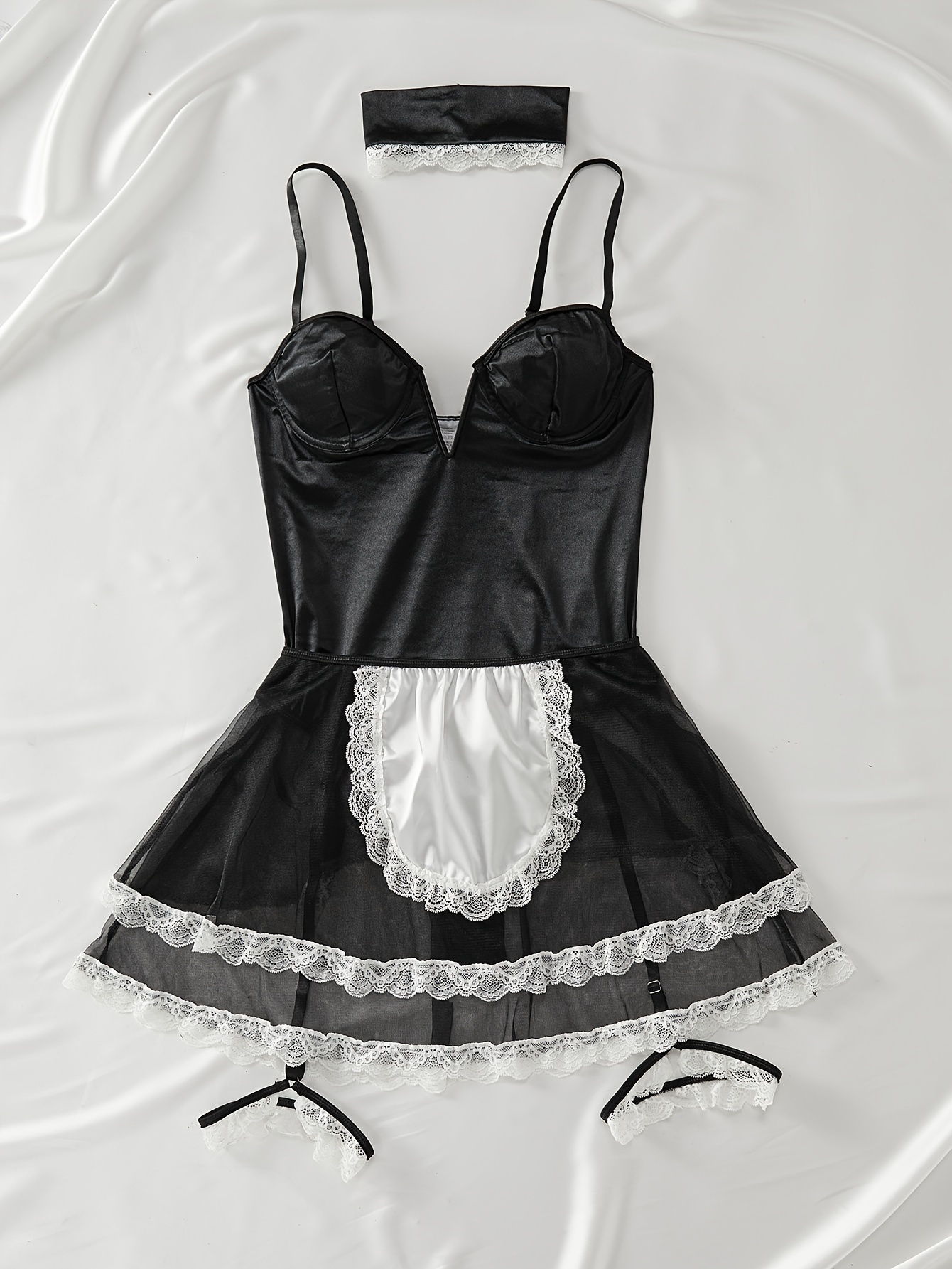 Naughty Maid Cosplay Costume Colorblock Lace Trim Backless A - Temu ...