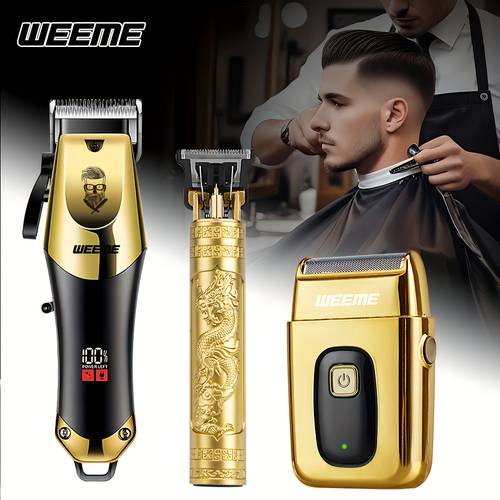 ensemble de tondeuse à cheveux électrique professionnelle pour hommes 2pcs/3pcs avec tondeuse à 0 de de , chargement usb et écran lcd. parfait , les ou cadeau - portable et puissant, cadeau idéal pour des pères pour hommes.