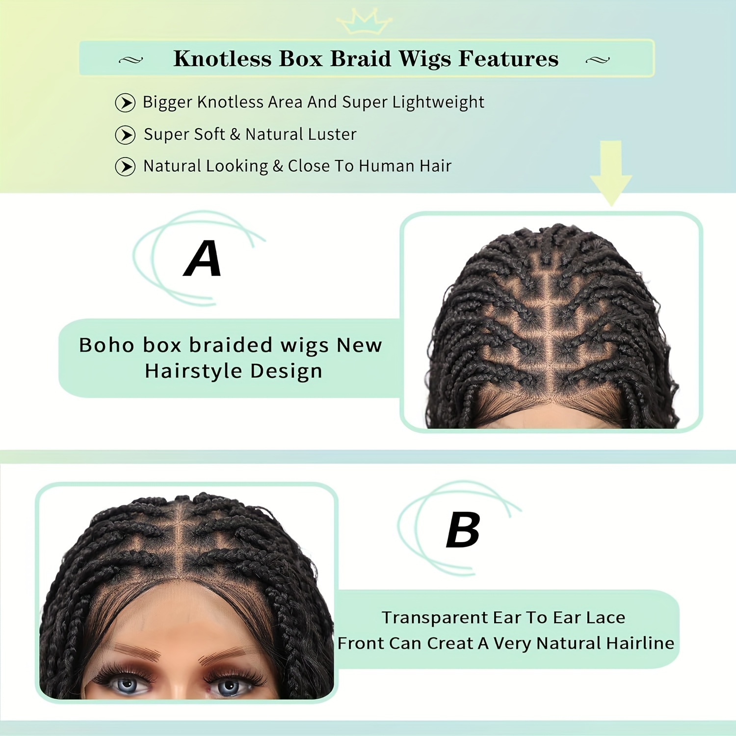 Full Lace Braided Wig Short Boho Knotless Box Braided Wigs Temu