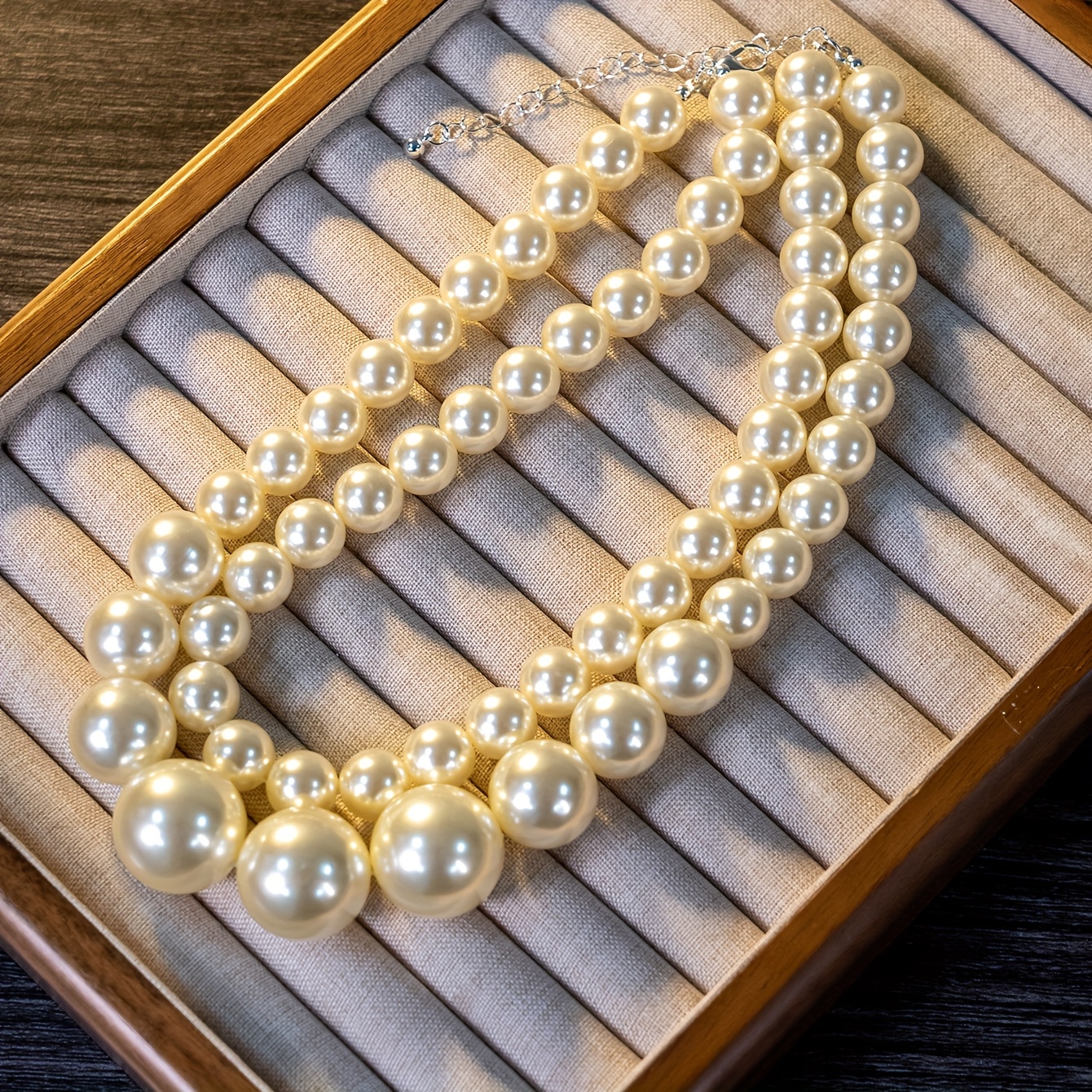 Exaggerated Large Pearl Choker Layered Necklace