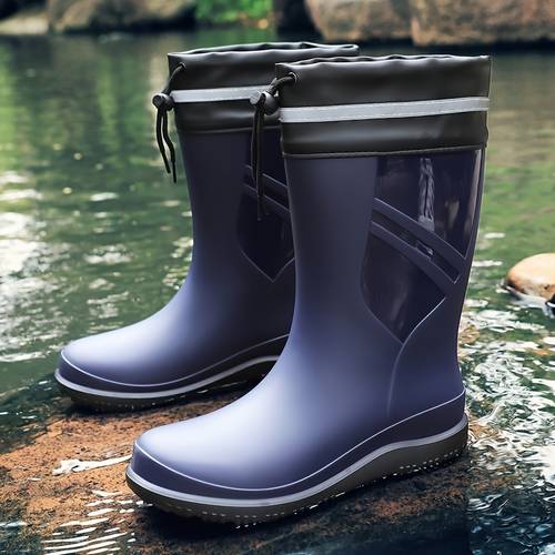 mens fashion waterproof shoes couples lace up rain boots gardening boots portable slip resistant suitable for hiking outdoor work camping gardening and water activities wear durable sole christmas and new year gift