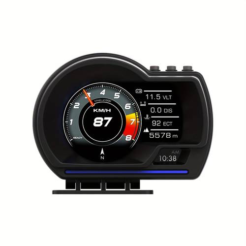صورة العنصر شاشة عرض رأسية للسيارة hud أسود p6، أداة ذكية obd+gps، مناسبة لمعظم السيارات