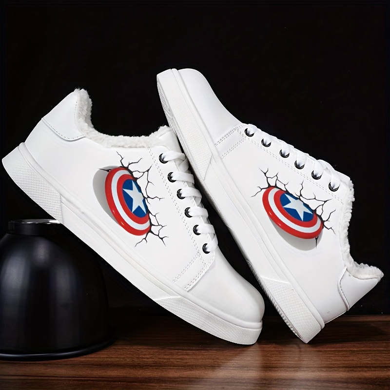 Marvel American Shield Trendy Classic Pattern -Lined Breathable Soft Twist Sole Casual Sneakers, Comfortable All-Season Shoes for Men and Women, Outdoor Shoes for Men and Women, Christmas Gift XWN-0081, Women Shoes