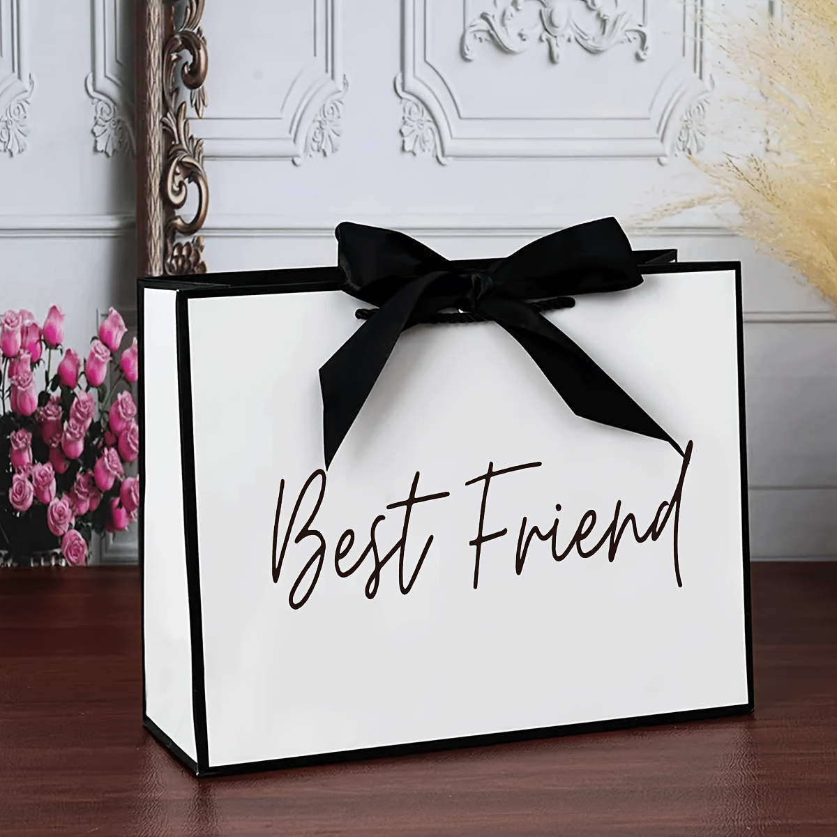 Image of 1pc Fashion For Best Friend Gift Bag, Unique Gift Shopping Bag, Paper Gift Bag For Bestie, For Best Friend, , Perfect Ideal Gift For Birthday, Christmas, And Other Thank You Occasions
