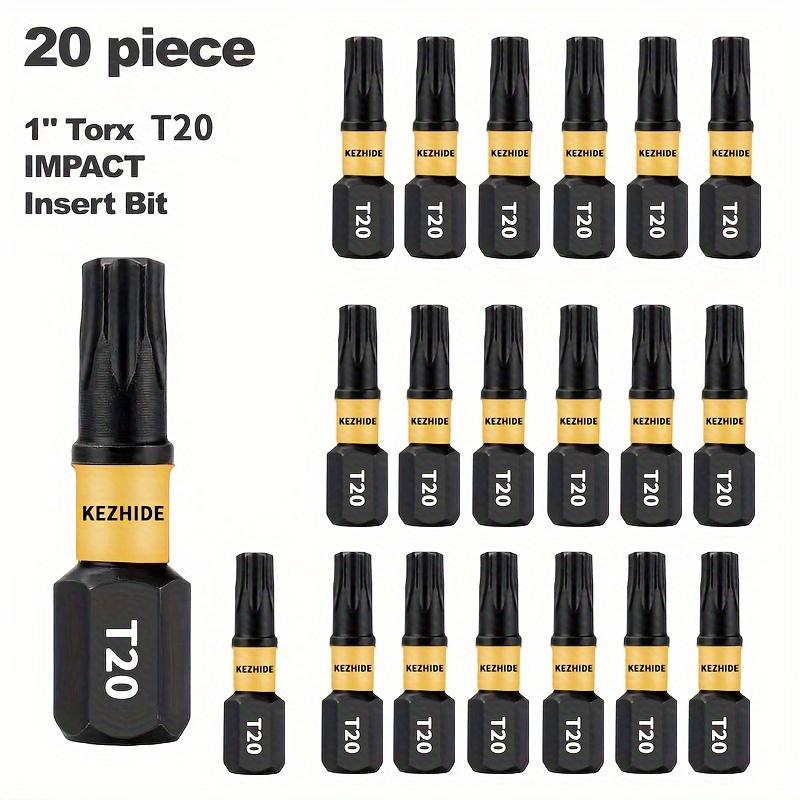 

Torx T20 Impact Screwdriver Bit Set, Durable Metal Insert Bits For Plastic, Wood & Metal Projects, Household/office/factory Compatible, Manual Use - 5/10/20pcs Pack