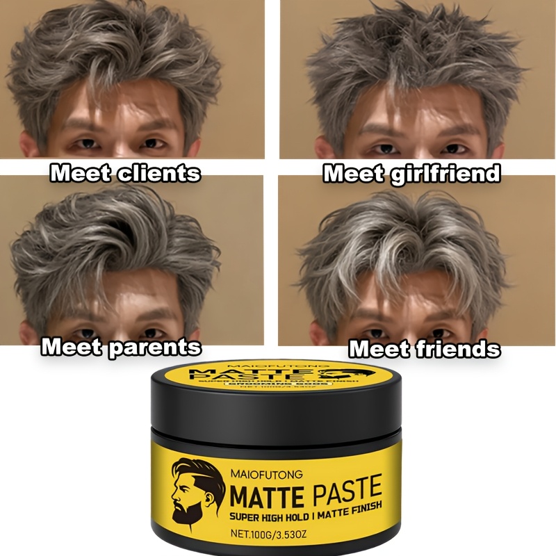 TEMU 100g Miaofutong Men's Hair Styling Paste & Wax - Matte Cream For Long-lasting Hold, Natural & Smooth Hair Texture, Easy Application With Brush,