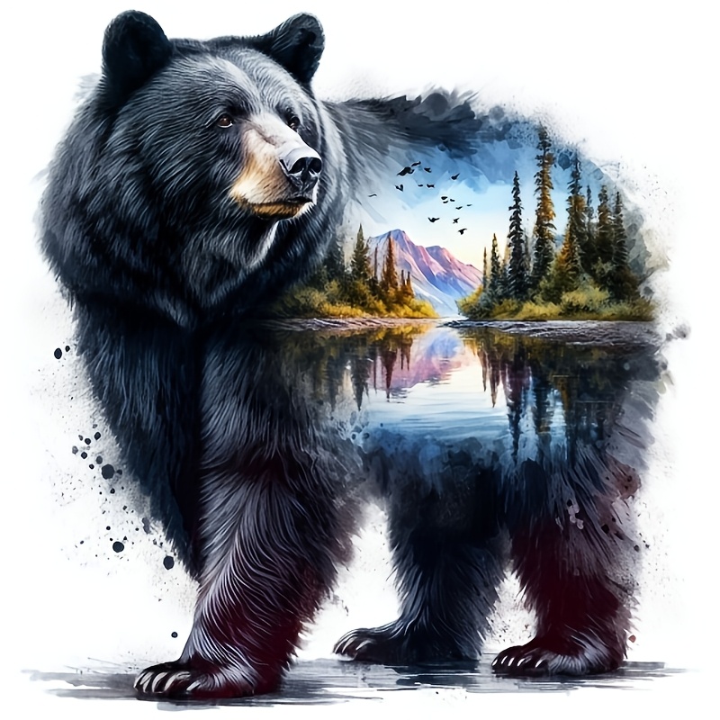 

1pc 5d Kit - Bear & Scenic Art, Round Diamond Canvas, Animal Themed Diy Craft, Home Wall Decor, Ideal For Festive Party Decoration, 15.75x15.75 Inches/40x40cm