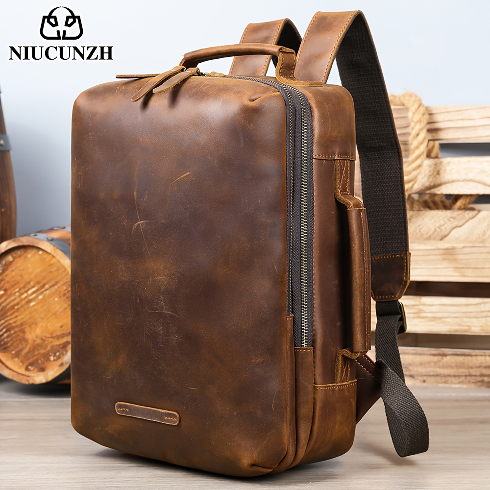 herrenrucksack, dunkelbraun, einfarbig, nicht wasserdicht