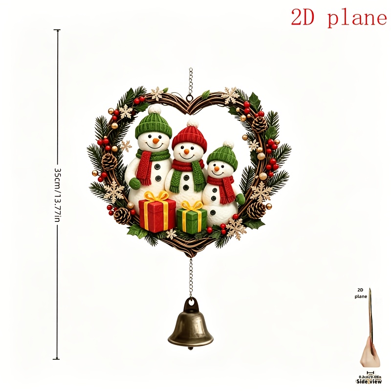 TEMU Handcrafted Metal Wind Chime -themed Christmas Pine Branches And Single , For Outdoor Hanging Decoration On Patios And Courtyards. Produces A