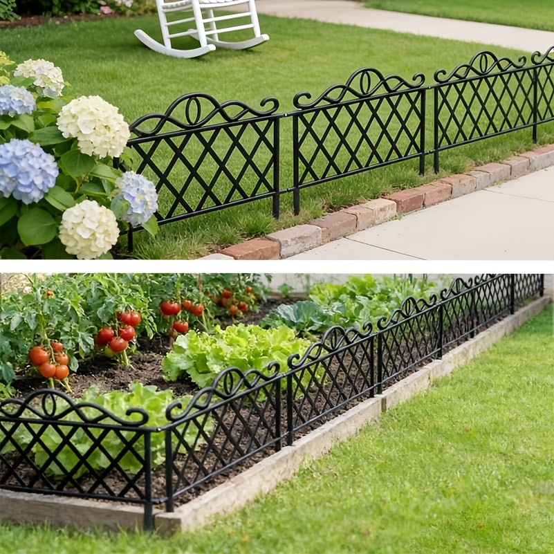 E-shop 6er/3er Pack Dekorative Gartenzaun Gitter und Böschungen, Robuste Outdoor Landschaftsgitter aus Kunststoff mit Trim, Geeignet für Terrassen,