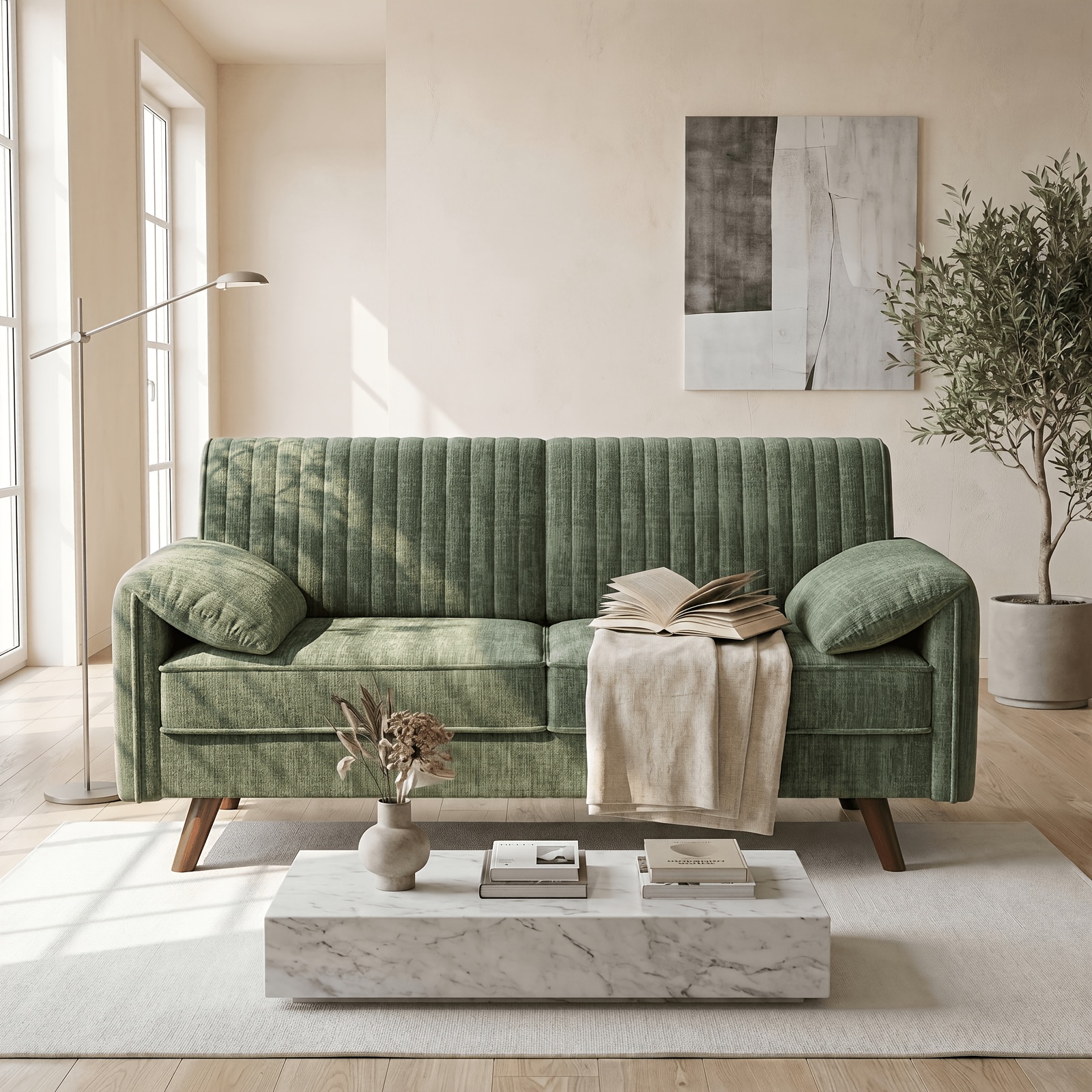 TEMU 1pc - 64.5" Chenille Loveseat, Soft-padded , Compact 2-seater For Living Room, Bedroom, Dorm, Office
