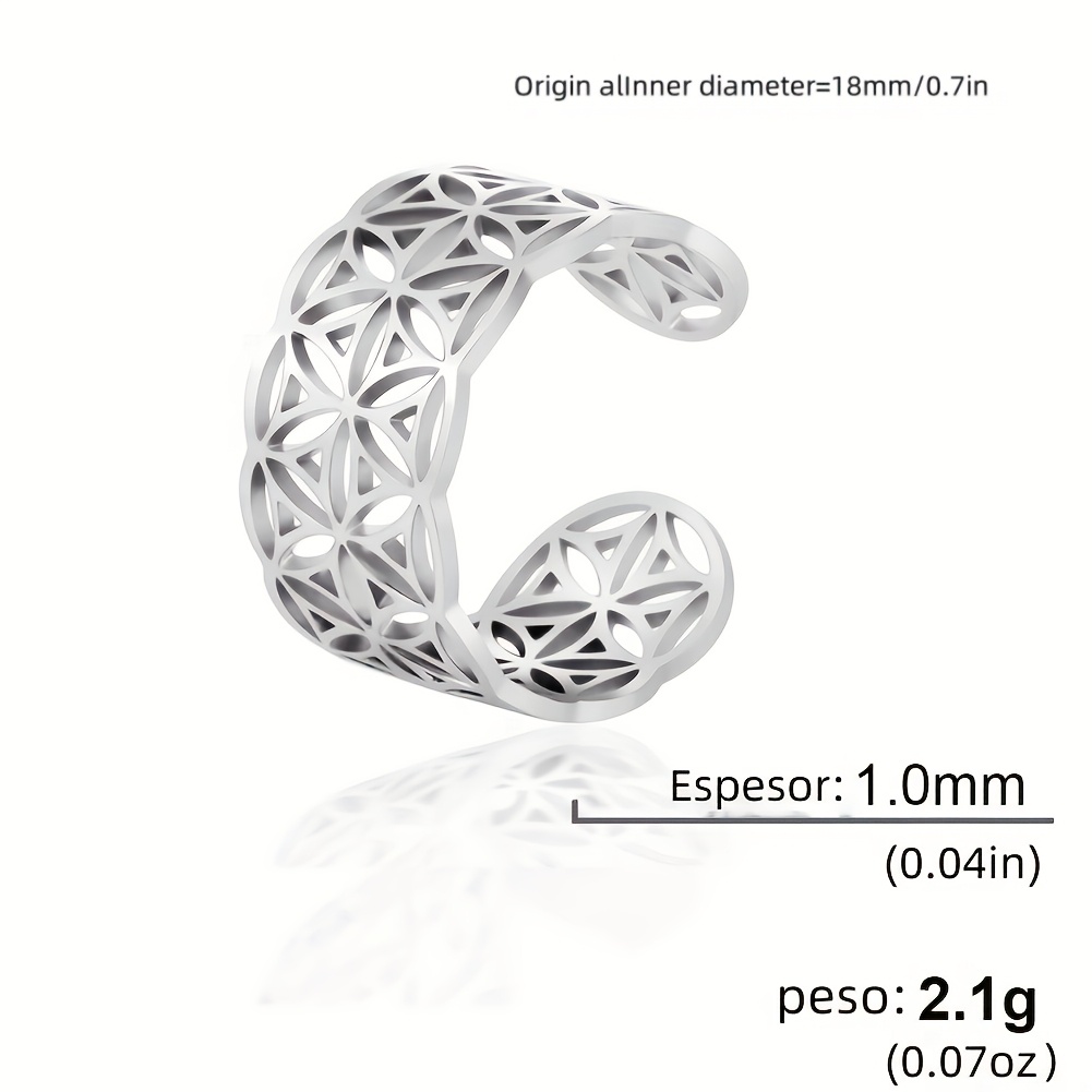 E-shop Hohler Lebensbaum Ring Offener Ring Vintage Ägyptischer Lebensbaum Ring Edelstahl Geometrische Ästhetik Breiter Offener Ring Schmuck