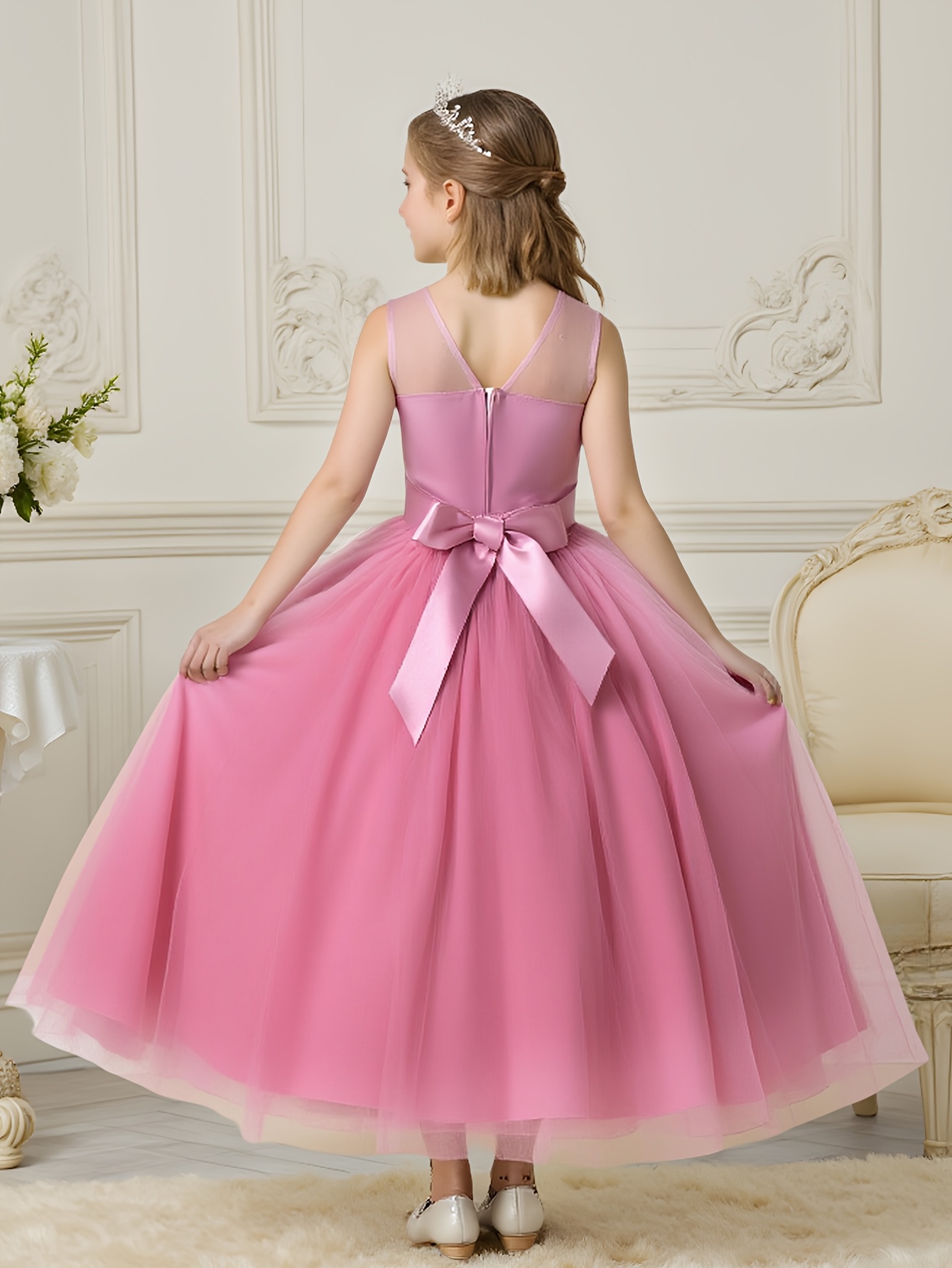elegant girls dress summer tulle skirt solid color birthday - Temu Pakistan