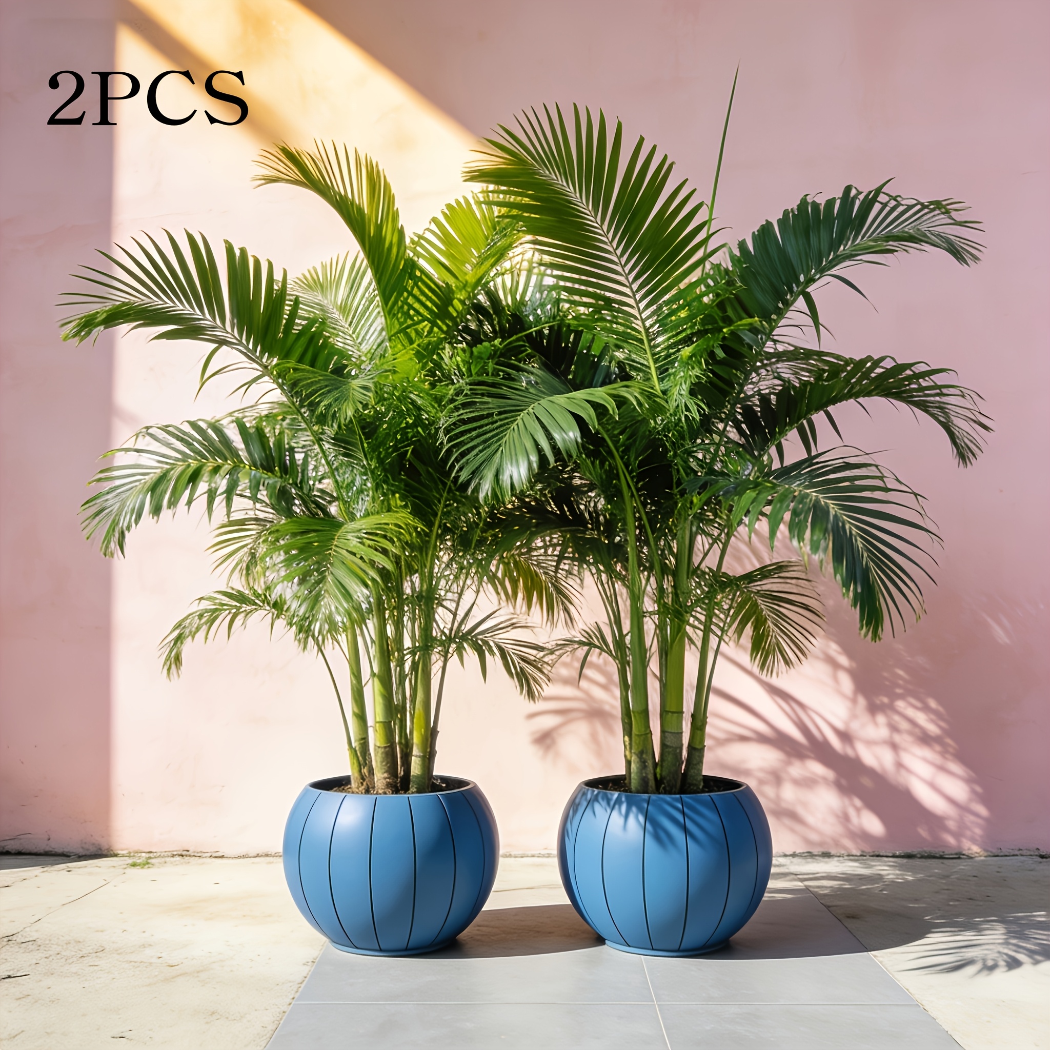 2pcs//Beautiful Large Outdoor Artificial Palm Tree And Gypsophila Combination Set | Dense Green Fierce Tooth-Shaped Leaves, Suitable for Indoor Living Room/Outdoor Garden, Shed, Terrace, Perfect Choice for Easter, Ramadan, St. Patrick'S Day