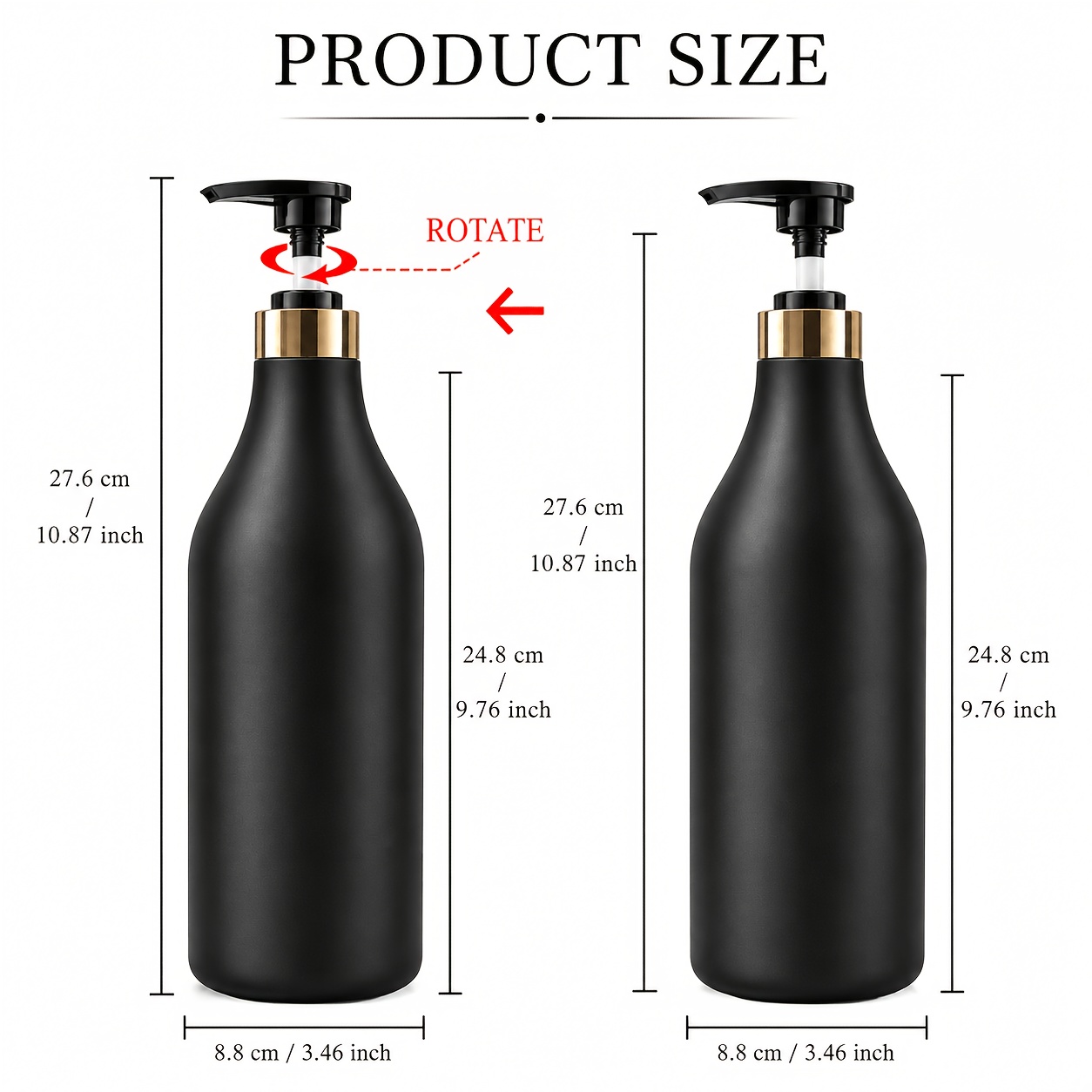 TEMU 1l 2pcs Set Light Golden Press-out Dispenser, Shampoo Replacement Empty Bottle, Large Capacity Bathroom Storage Bottle, Bathroom Hotel Shampoo