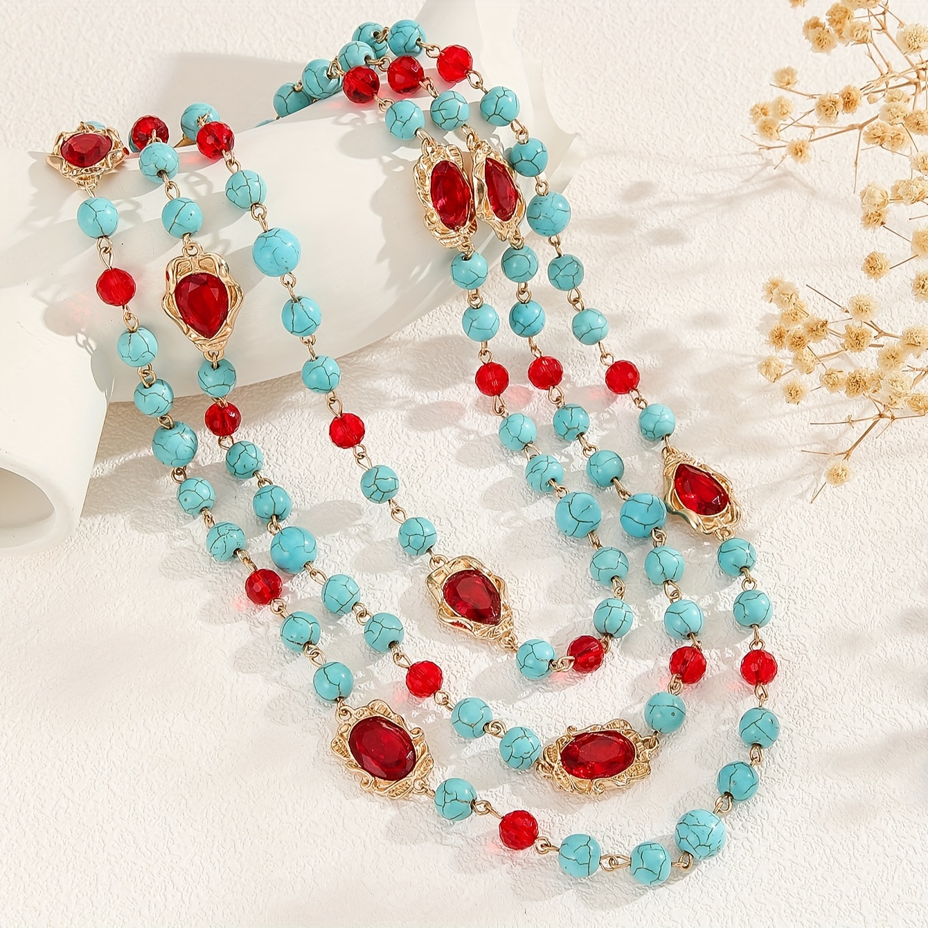 Bohemian Necklace in French Vintage Style Featuring