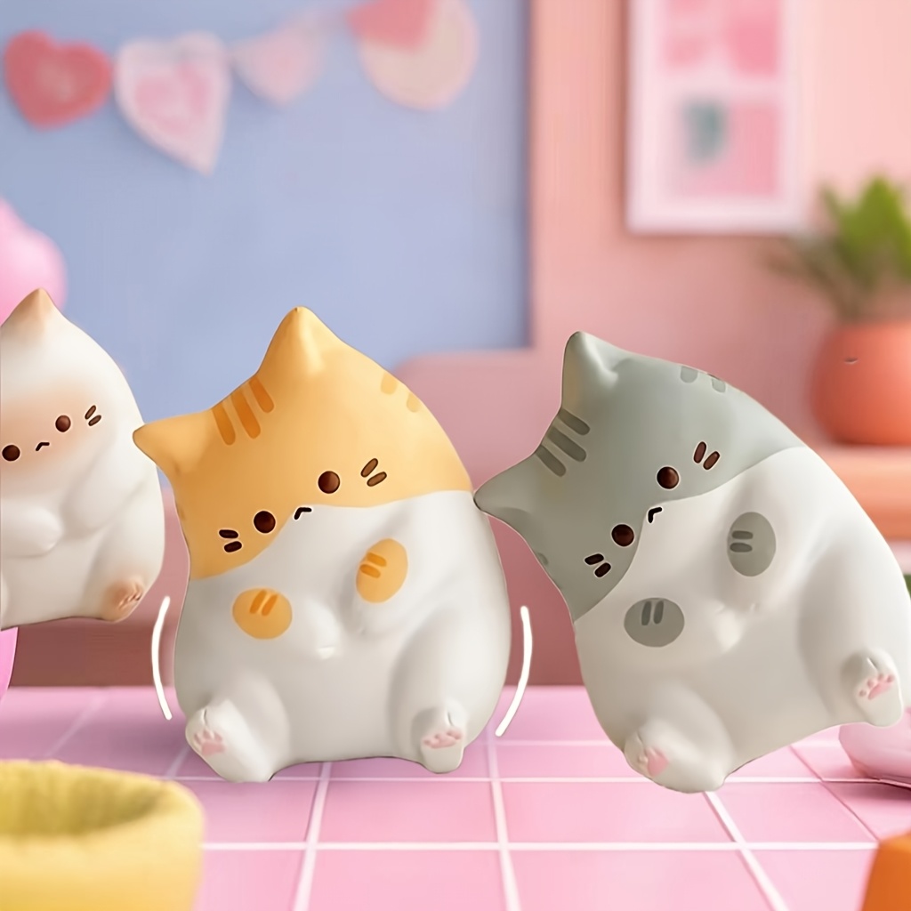 1pc Cute Cartoon Cat Squeeze Toy, Soft Slow Rebound PU Pop Fidget, Mixed Colors, Ideal for Kids & Adults, Perfect for Halloween & Christmas Gifts