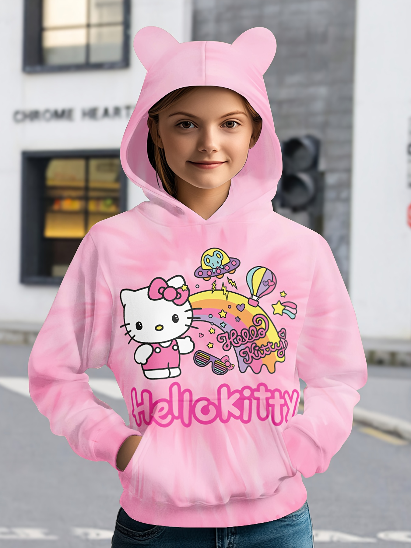 girls hoodie 3d cat ears design Temu United Kingdom