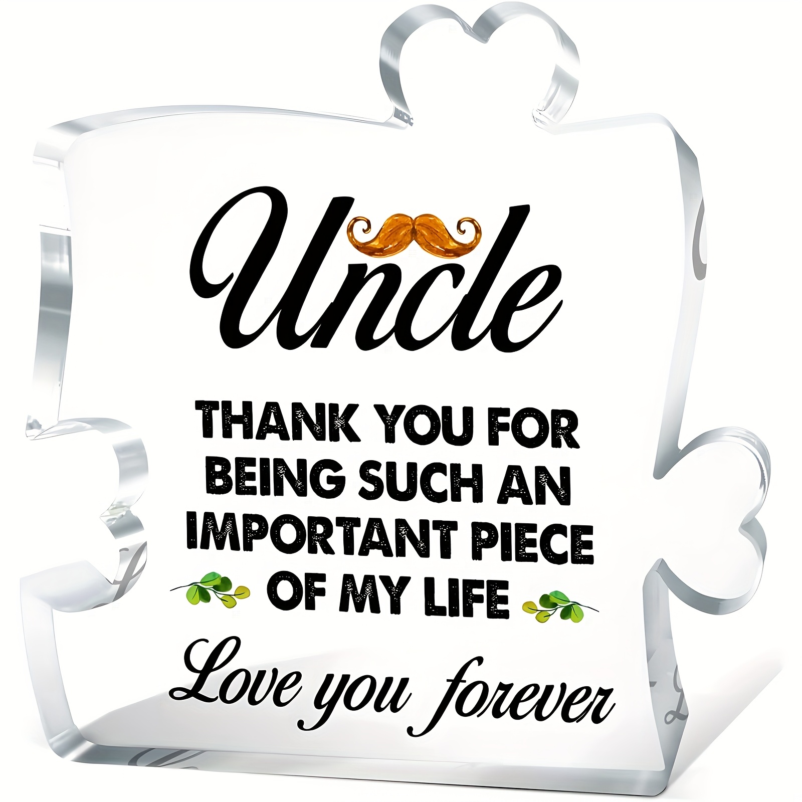 TEMU [2d Flat] [2d Flat] 1pc, Acrylic Puzzle Decorative Ornament For Uncle, For An Uncle, A Present From A Niece To Her Uncle, Thank You For Being