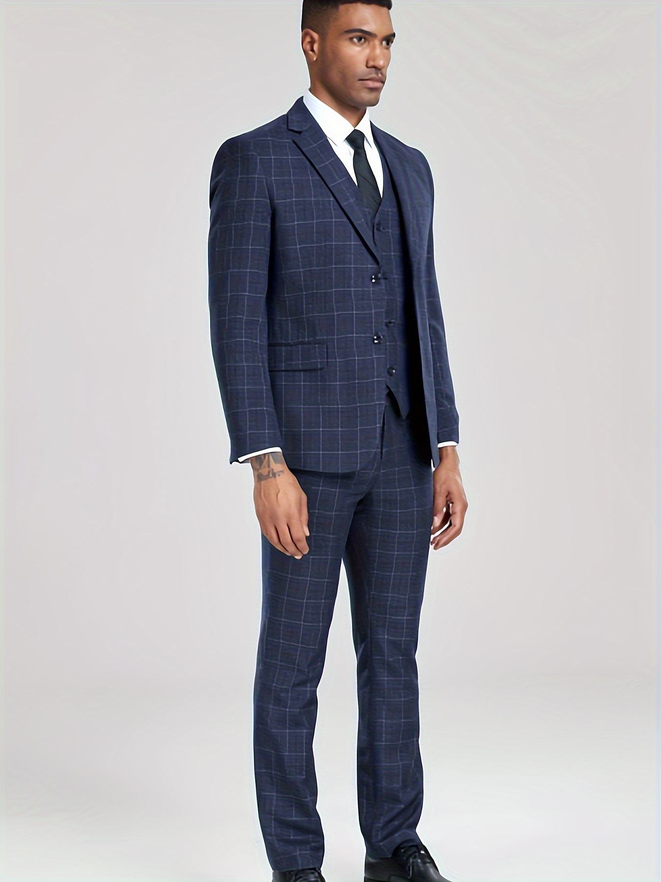 traje slim fit traje hombre cuadros azul