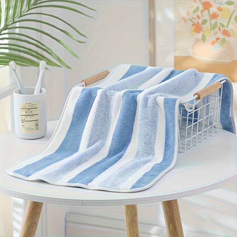 TEMU Serviette à rayures en molleton , super douce et absorbante, ne perd pas de poils, taille 13.78 X 29.53 pouces, idéale pour de bain, le camping