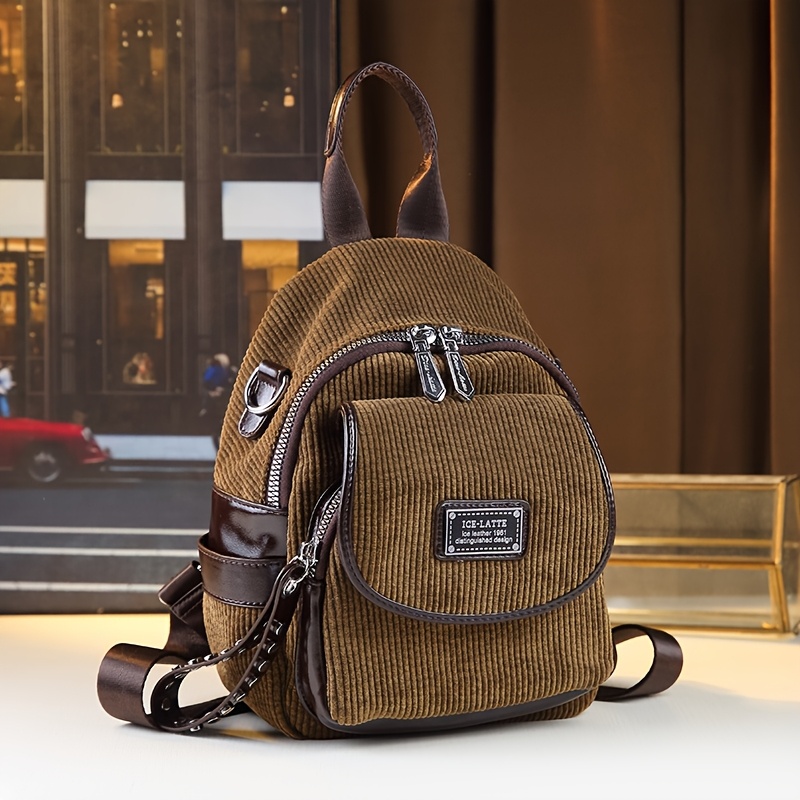 womens luxury corduroy backpack tones adjustable Temu Poland