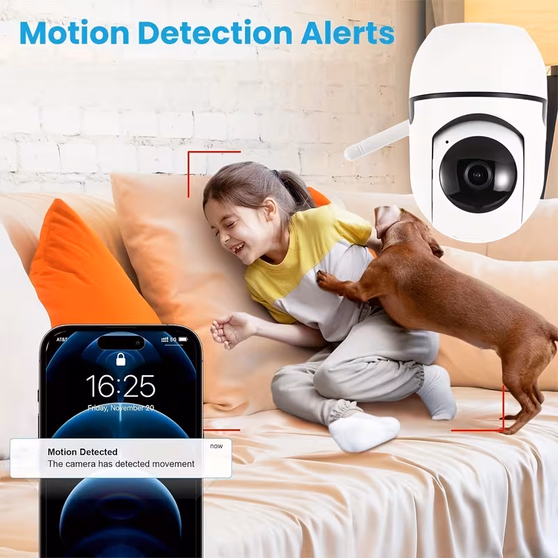 4 piezas cámara de seguridad wifi 1080p, de visión 360°, seguimiento automático de movimiento, audio bidireccional, detección de movimiento y alarma, detección de , visión nocturna en color, grabación , ideal para bebés, niños, ancianos y mascotas 2